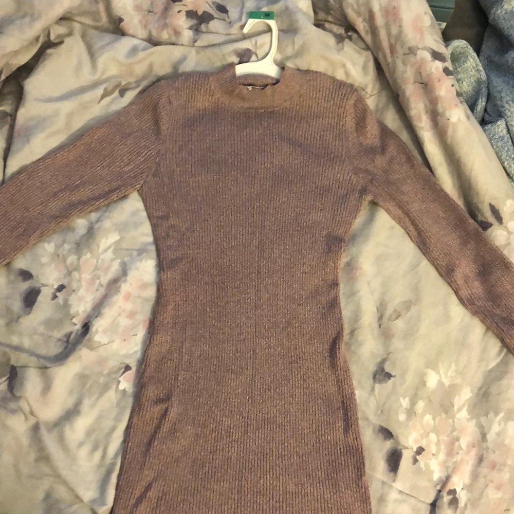 Long sleeve purple ribbed dress